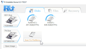 R-Undelete: Scannen op partities