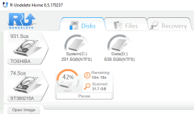 R-Undelete: Disk Scan Progress 