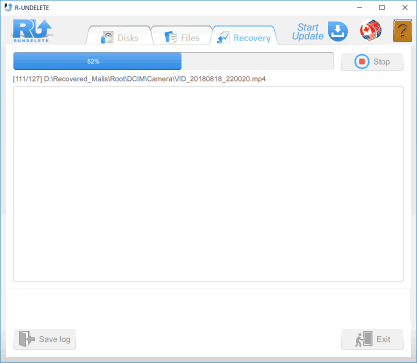 File recovery progress