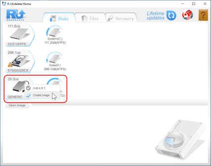 Select a memory card and create a disk image