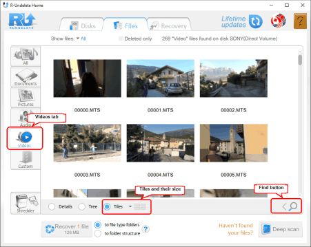 The first frames of video streams shown as tiles