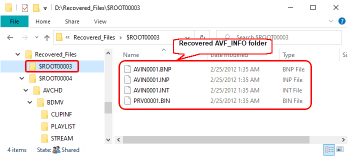 Recovered AVF_INFO folder and files
