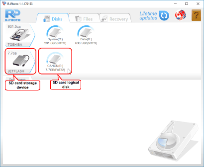 Disks panel