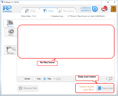 Photo Recovery: No files found
