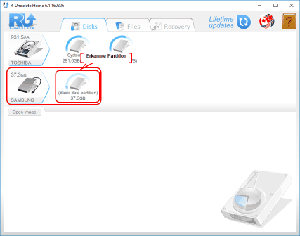 Entdeckte Partition