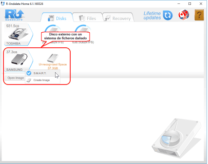 Disco con sistema de ficheros dañado en R-Undelete