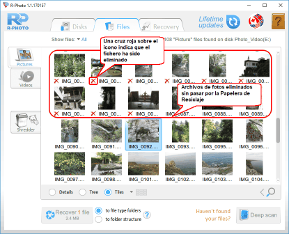 Archivos de Fotos eliminados sin Papelera de Reciclaje