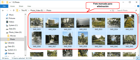 Archivos de foto eliminados