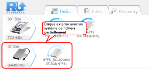 Disques partiellement endommagés dans R-Undelete