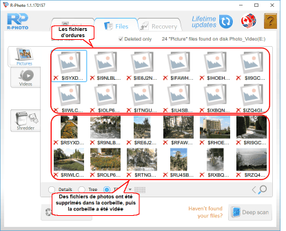 Photo and Video Files Recovery: files from emptied Recycle Bin