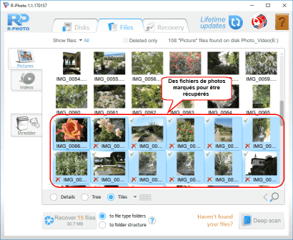 Photo and Video Files Recovery: Files marked for recovery