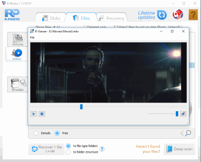 Photo and Video Files Recovery: Video files in Viewer: