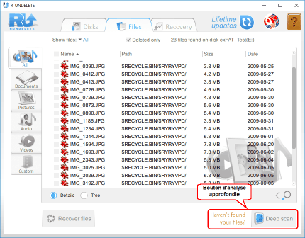 Bouton d'analyse approfondie