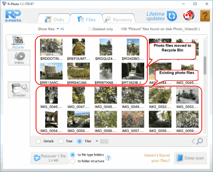 Photo and Video Files Recovery: Show files