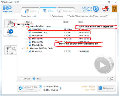 Photo and Video Files Recovery: Deleted video files