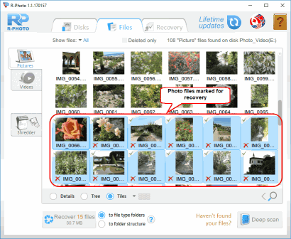 사진 및 비디오 파일 복구: 복구용으로 표시된 파일
