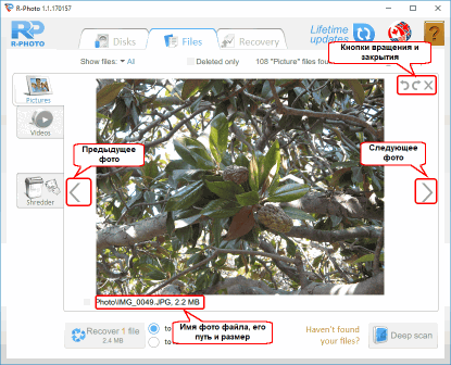 Бесплатное восстановление фото и видео файлов: Просмотрщик файлов: Фото файлы